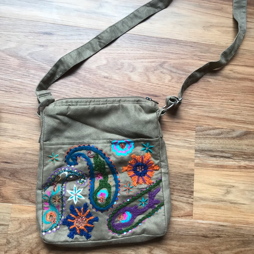 NWOT Embroidered Crossbody Bag